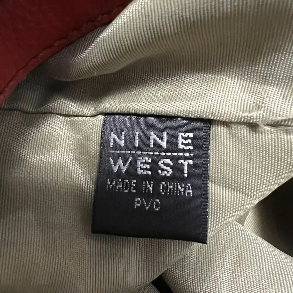 Vintage Nine West Backpack Bag‎ PVC Vegan Faux Leather Orange 90's Pebbled